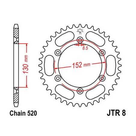 JT SPROCKETS Corona plato transmision trasero R8