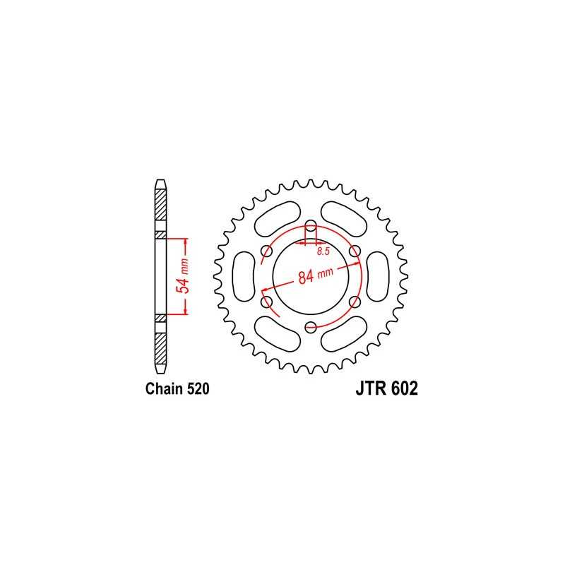 JT SPROCKETS Corona plato transmision trasero acero 602 R602