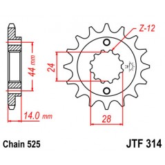 JT SPROCKETS Piñon ataque transmision delantero F314
