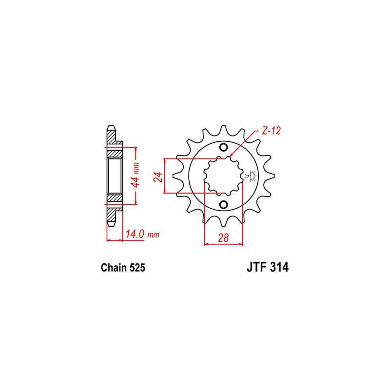 JT SPROCKETS Piñon ataque transmision delantero F314