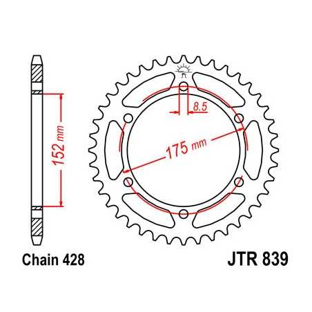 JT SPROCKETS Corona plato transmision trasero R839