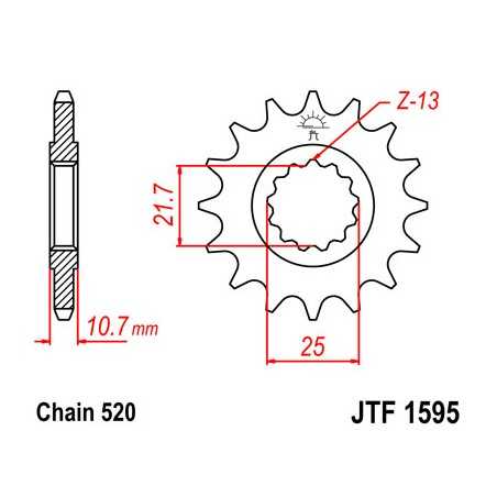 JT SPROCKETS Piñon ataque transmision delantero F1595