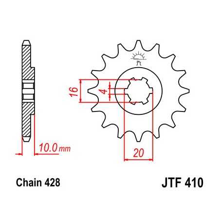 JT SPROCKETS Piñón de ataque para transmisión delantera motocicleta F410