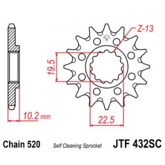 JT SPROCKETS Piñon ataque transmision delantero F432SC