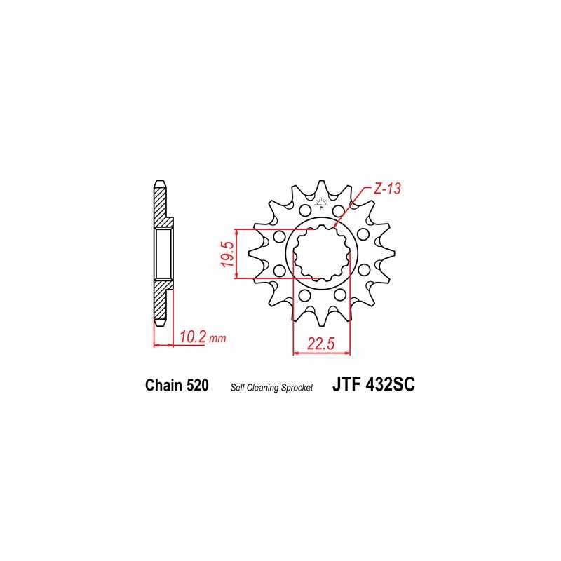 JT SPROCKETS Piñon ataque transmision delantero F432SC