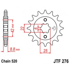 JT SPROCKETS Piñon ataque transmision delantero F276