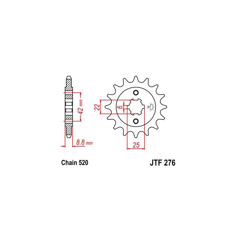JT SPROCKETS Piñon ataque transmision delantero F276