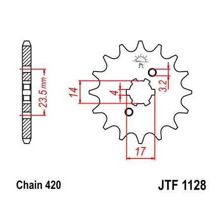 JT SPROCKETS Piñon ataque transmision delantero F1128