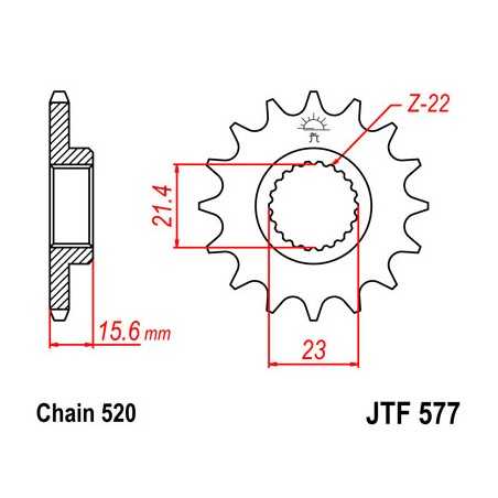 JT SPROCKETS Piñon ataque transmision delantero F577