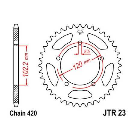 JT SPROCKETS Corona plato transmision trasero R23