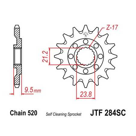 JT SPROCKETS Piñon ataque transmision delantero F284SC
