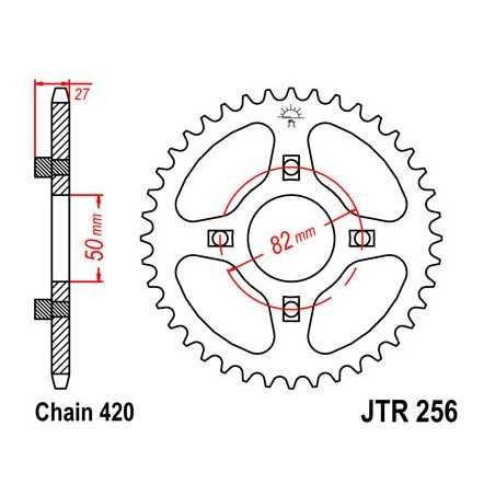 JT SPROCKETS Corona Plato Transmisión Trasero de Acero C49 Alta Resistencia - R256