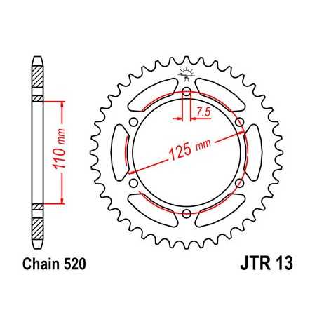 JT SPROCKETS Corona plato transmision trasero R13