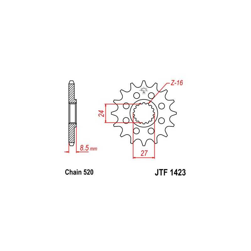 JT SPROCKETS Piñon ataque transmision delantero F1423
