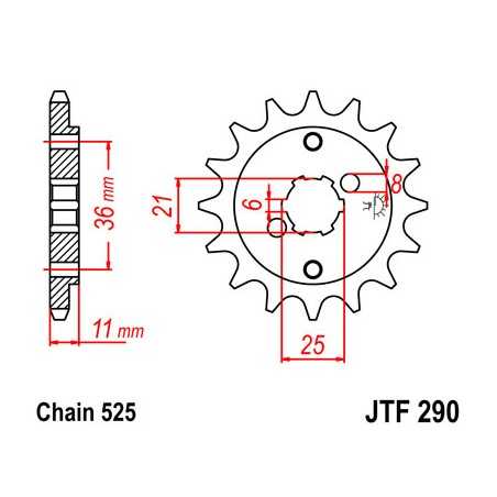 JT SPROCKETS Piñon ataque transmision delantero F290