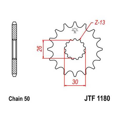 JT SPROCKETS Piñon ataque transmision delantero F1180