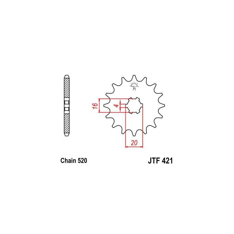 JT SPROCKETS Piñon ataque transmision delantero F421