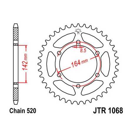 JT SPROCKETS Corona plato transmision trasero R1068