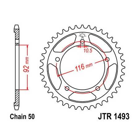 JT SPROCKETS Corona plato transmision trasero R1493