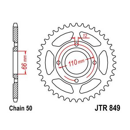 JT SPROCKETS Corona plato transmision trasero R849