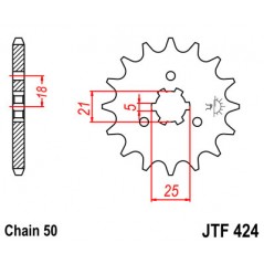 JT SPROCKETS Piñon ataque transmision delantero F424