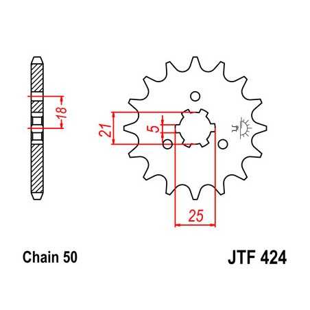 JT SPROCKETS Piñon ataque transmision delantero F424