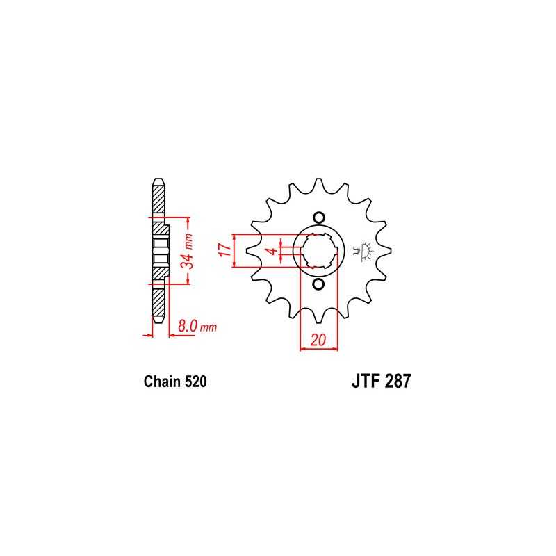JT SPROCKETS Piñon ataque transmision delantero F287