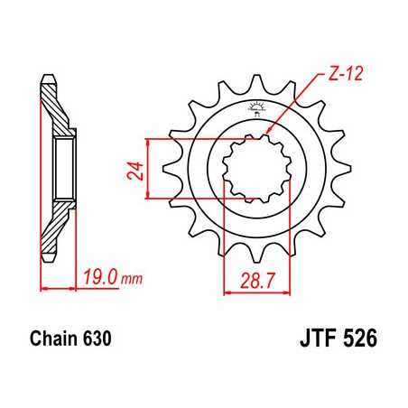 JT SPROCKETS Piñon ataque transmision delantero F526