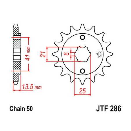 JT SPROCKETS Piñon ataque transmision delantero F286