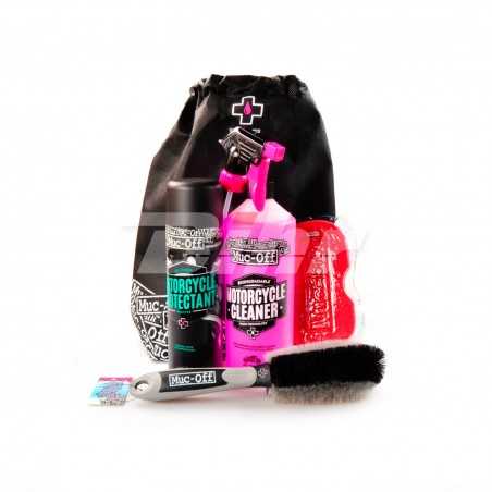 Complete motorcycle care and cleaning kit (Protectant + Cleaner + sponge + brush)