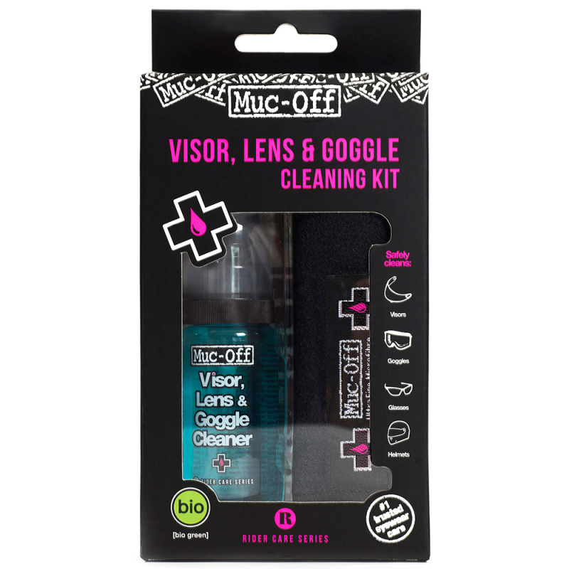 Antibacterial lens and helmet cleaner kit + cloth + Helmet carry bag