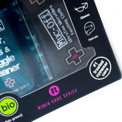 MUC-OFF Kit limpiador de lentes y cascos + paño bolsa transporte HELMET VISOR CLEANER SPRAY 35ML 66399
