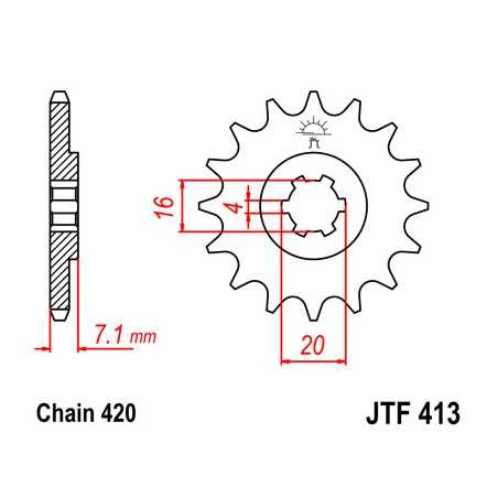 JT SPROCKETS Piñon ataque transmision delantero F413