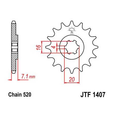 JT SPROCKETS Piñon ataque transmision delantero F1407