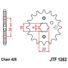 JT SPROCKETS Piñón de Ataque Transmisión Delantero Aleación Acero SMC420 F1263