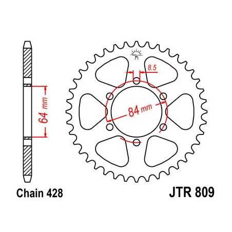 JT SPROCKETS Corona plato transmision trasero R809