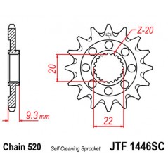 JT SPROCKETS Piñon ataque transmision delantero F1446SC