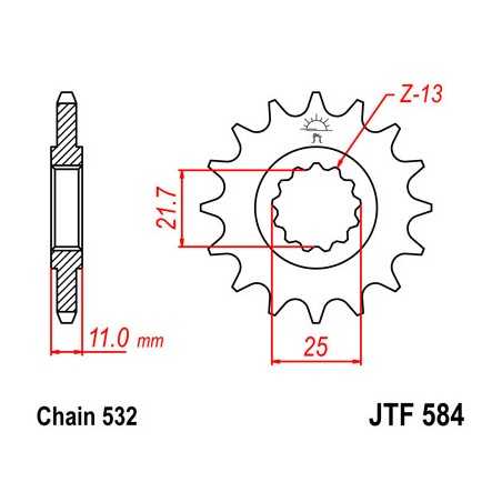 JT SPROCKETS Piñon ataque transmision delantero F584