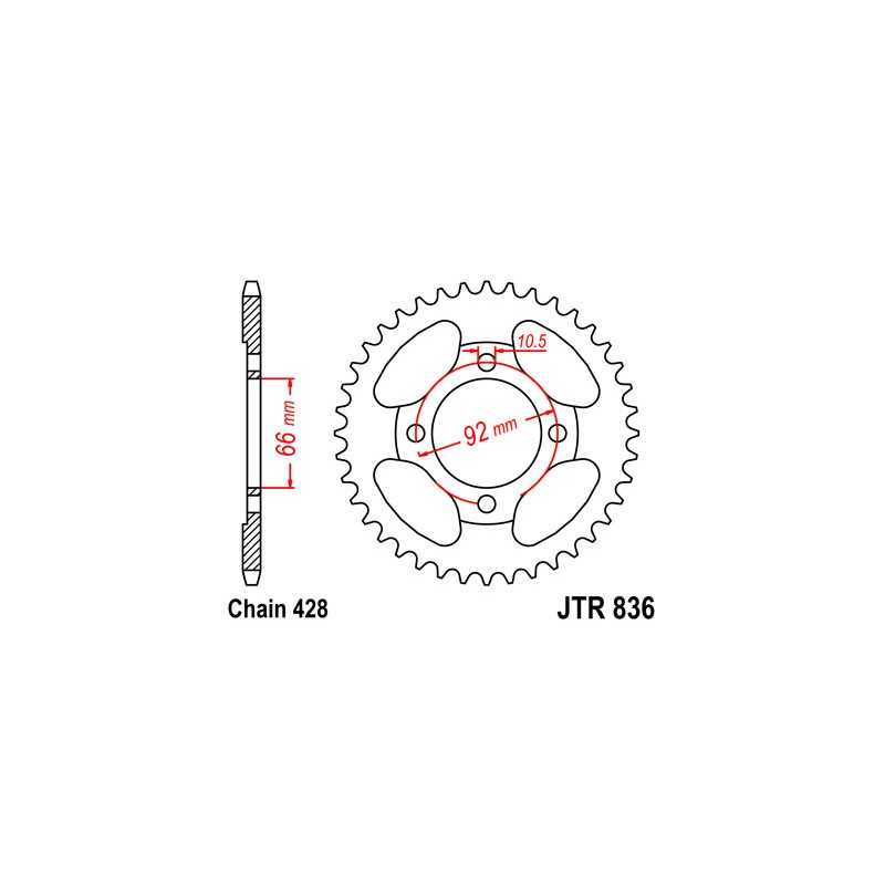 JT SPROCKETS Corona plato transmision trasero R836