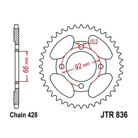 JT SPROCKETS Corona plato transmision trasero R836