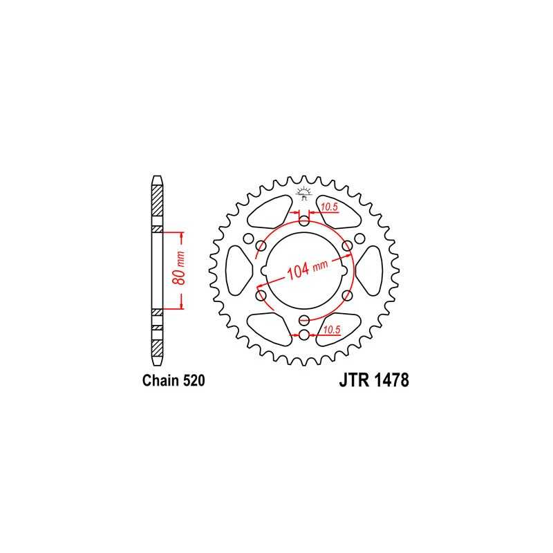JT SPROCKETS Corona de acero ultrarresistente para motocicletas R1478