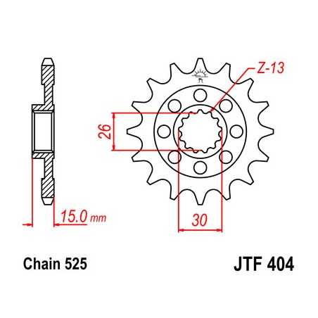 JT SPROCKETS Piñon ataque transmision delantero F404