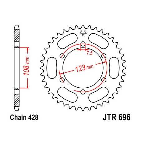 JT SPROCKETS Corona plato transmision trasero R696