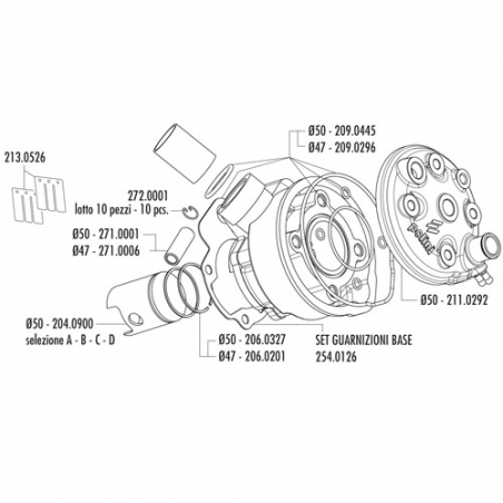 POLINI MINARELLI AM6 H2O D 50 ALUMINUM cylinder motor kit