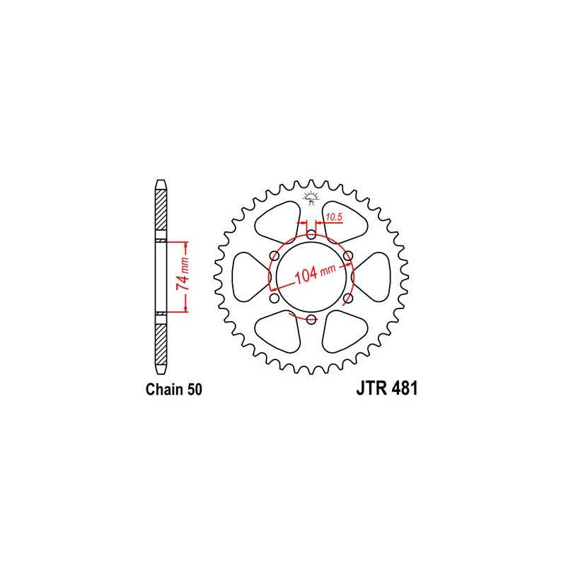 JT SPROCKETS Corona plato transmision trasero R481