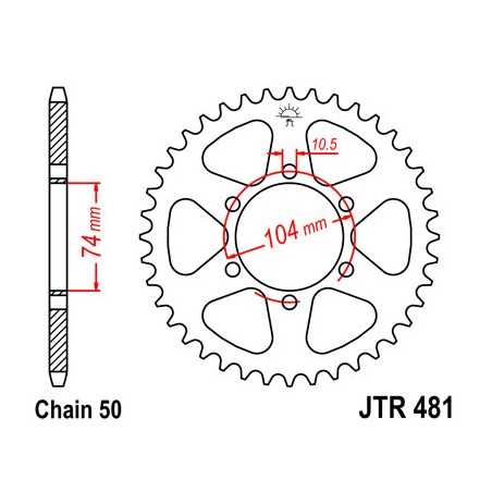 JT SPROCKETS Corona plato transmision trasero R481