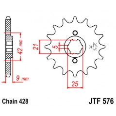 JT SPROCKETS Piñon ataque transmision delantero F576