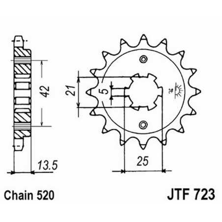 JT SPROCKETS Piñon ataque transmision delantero F725