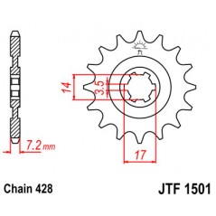 JT SPROCKETS Piñon ataque transmision delantero F1501