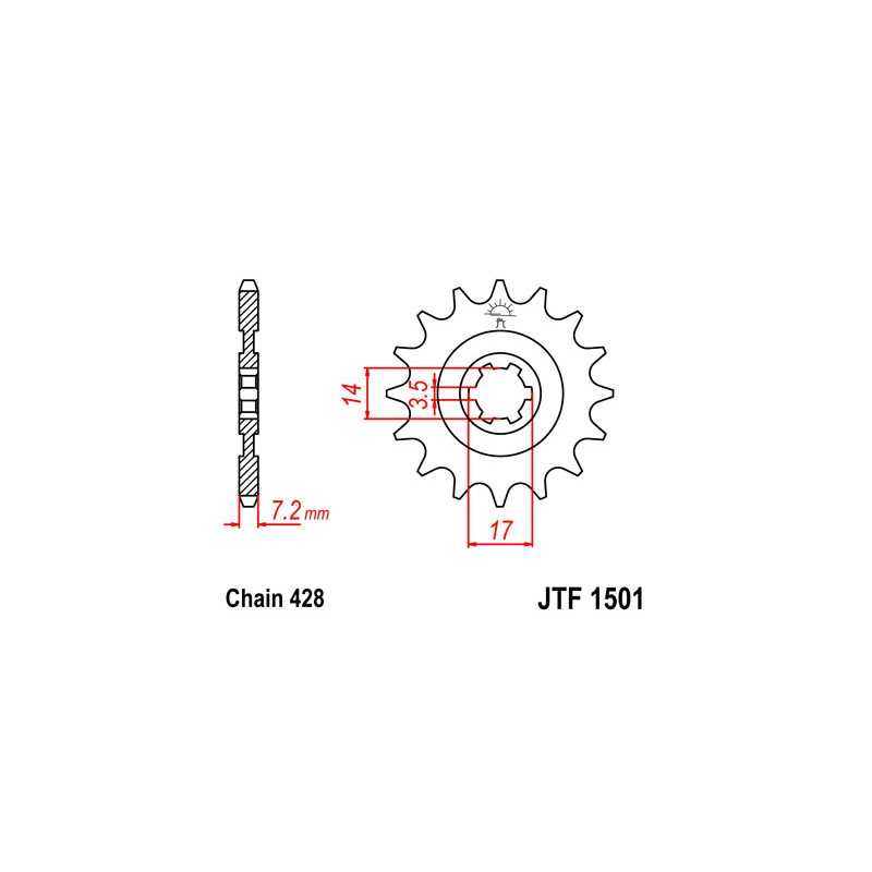 JT SPROCKETS Piñon ataque transmision delantero F1501